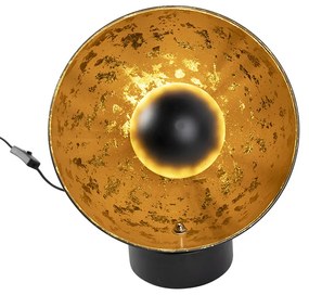 Индустриална настолна лампа черна със златисто вътрешно покритие - Magna Eglip