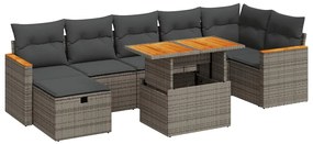 3328124 vidaXL Градински комплект с възглавници, 5 части, сив полиратан