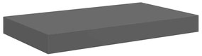 323784 vidaXL Окачен стенен рафт, сив гланц, 40x23x3,8 см, МДФ