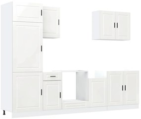 3314783 vidaXL Комплект кухненски шкафове, 7 части, "Porto", бяло гланцово инженерно дърво