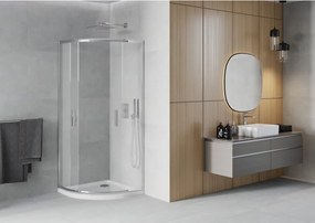 Mexen Rio кръгла душ кабина 80 x 80 см, мразовито стъкло, хром + подложка Flat,
