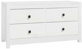 821775 vidaXL Страничен шкаф бял 100x40x54 см борово дърво масив