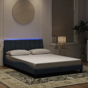 3213770 vidaXL Рамка за легло с LED осветление, тъмносива, 120x200 см, кадифе