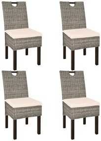 274362 vidaXL Трапезни столове, 4 бр, кубу ратан, мангово дърво