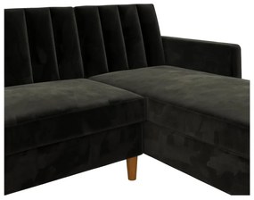 Черен разтегателен диван с кадифена повърхност и място за съхранение Celine - Støraa