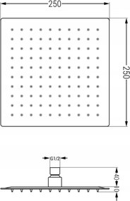 Mexen Cube DR02 подови смесители за душ с душ глава 25 см, черен - 77502DR0225-70