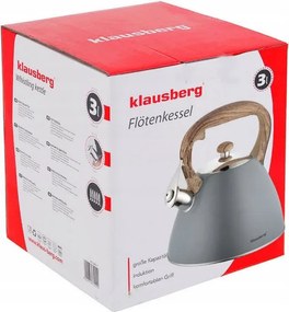 Разопакован: Чайник Klausberg KB 7297, 3 литра, Свирещ, Индукция, Сив инокс
