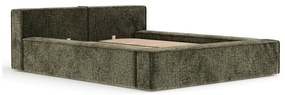 Тъмнозелено двойно легло 140x200 cm тапицирано с място за съхранение с включена подматрачна рамка Voliera – Maison de Rêve