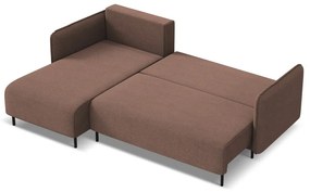 Розов разтегателен ъглов диван с място за съхранение (ляв ъгъл) Luana – Makamii