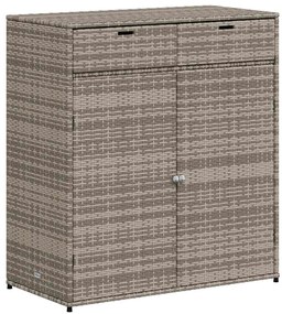 365565 vidaXL Градински шкаф за съхранение, сив, 105x55x113 см, полиратан