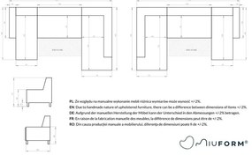 Морскосин U-образен разтегателен диван, ляв ъгъл Dazzling Daisy - Miuform