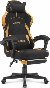 CABRO C502 геймърски стол от плат с подложка за крака, до 150 кг, черен и оранжев