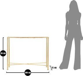 Бяла/златиста конзолна маса със стъклен плот 35x100 cm Butterflies – Mauro Ferretti