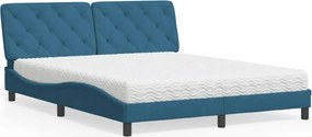 3208668 vidaXL Легло с матрак, синьо, 160x200 см, кадифе