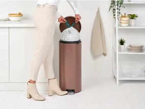 Кош за боклук с педал Brabantia NewIcon 1008853, 30 л, Плавно затваряне, Противоплъзгаща основа, Сатенено покритие, Кафяв