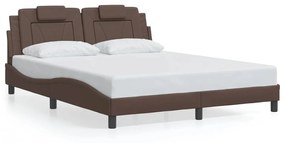 3214031 vidaXL Рамка за легло Viana с LED без матрак, кафява, 160x200 cм