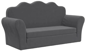 357060 vidaXL Детско диванче-легло, 2-местно, антрацит, мек плюш