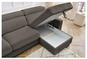 Сивo-кафяв разтегателен ъглов диван от рипсено кадифе (променлив) Monaco – Bobochic Paris