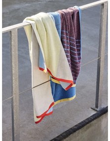 Синя памучена хавлиена кърпа от тери 70x140 cm Block – Hübsch