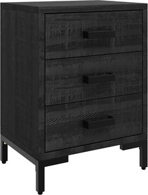 349914 vidaXL Нощно шкафче, черно, 40x30x55 см, бор масив