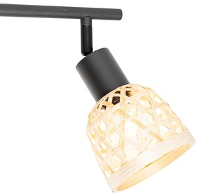 Ориенталски прожектор черен с бамбук 3-светлина - Rayan