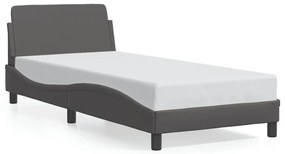 373121 vidaXL Рамка за легло Dover, сива, 90x200 см, изкуствена кожа