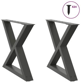 4012710 vidaXL Крака за масичка за кафе, 2 бр., антрацит, 60 x (42-43,3) см, стомана