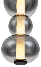 Арт Деко висяща лампа черна с опушено и прозрачно стъкло 3 светлини вкл. LED - Lizzy