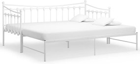 324759 vidaXL Рамка за легло, разтегателен диван, бяла, метал, 90x200 см
