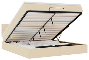 3312324 vidaXL Османска легло с матрак и LED, кремаво, 160x200 см, плат