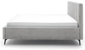 Светлосиво двойно легло 180x200 cm тапицирано с място за съхранение с включена подматрачна рамка Lizzano – Meise Möbel