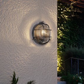 Външна Стенна Лампа Сребриста Кръгла IP44 - Noutica