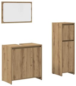 3328564 vidaXL Комплект мебели за баня от 3 части Дъб артизан инженерно дърво
