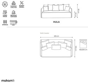 Теракотен кадифен разтегателен диван с място за съхранение 225 cm Hula – Makamii