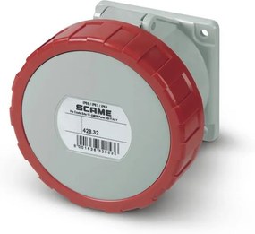 Scame Промишлен контакт 3P+Е 32A IP67/69 ПРАВ серия Optima панелен монтаж 75х75мм  - 428.3266