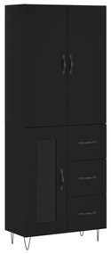 3198098 vidaXL Висок шкаф, черен, 69,5x34x180 см, инженерно дърво