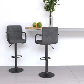 334660 vidaXL Бар табуретки, 2 бр, тъмносиви, кадифе