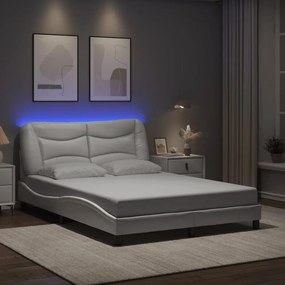 3213921 vidaXL Рамка за легло с LED без матрак Hvar бяла 120x200 см