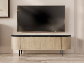 ТВ шкаф Lygrint I-черен мрамор - черно