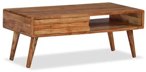 244974 vidaXL Маса за кафе, дървен масив, с резбовано чекмедже, 100x50x40 cм