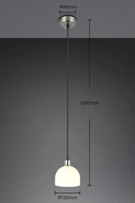 Бяло-сребристо висящо осветително тяло със стъклен абажур ø 12 cm Molly – Reality