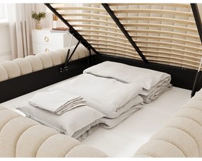 Бежово двойно легло 180x200 cm тапицирано с място за съхранение с включена подматрачна рамка Carilla – ELTAP