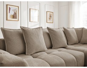 Кафяво-сив шенилов сгъваем/с място за съхранение ъглов диван (десен ъгъл/L форма) Everest – Bobochic Paris