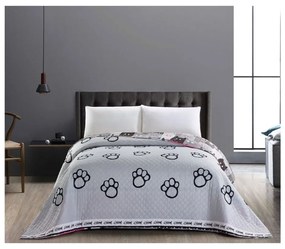 Двустранна сива покривка за легло от микрофибър Cat Invasion, 220 x 240 cm Cats Invasion - DecoKing