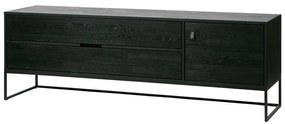 Черна маса за телевизор от масивен ясен 180x61x44 cm Silas – WOOOD