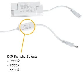 Вграден LED панел бял правоъгълен вкл. LED 3000K - 6500K с DIP превключвател - Seagal