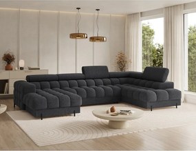 Тъмносив разтегателен ъглов диван от букле (десен ъгъл U форма) Feraria – ELTAP