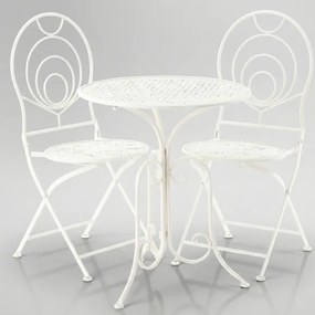 Метални градински мебели винтидж - градински комплект маса и 2 стола в бяло