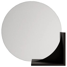 Стенно огледало с черна етажерка, ø 60 cm Lucija - Skandica