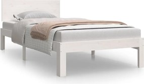 810461 vidaXL Рамка за легло, бяла, бор масив, 90x190 см, Single